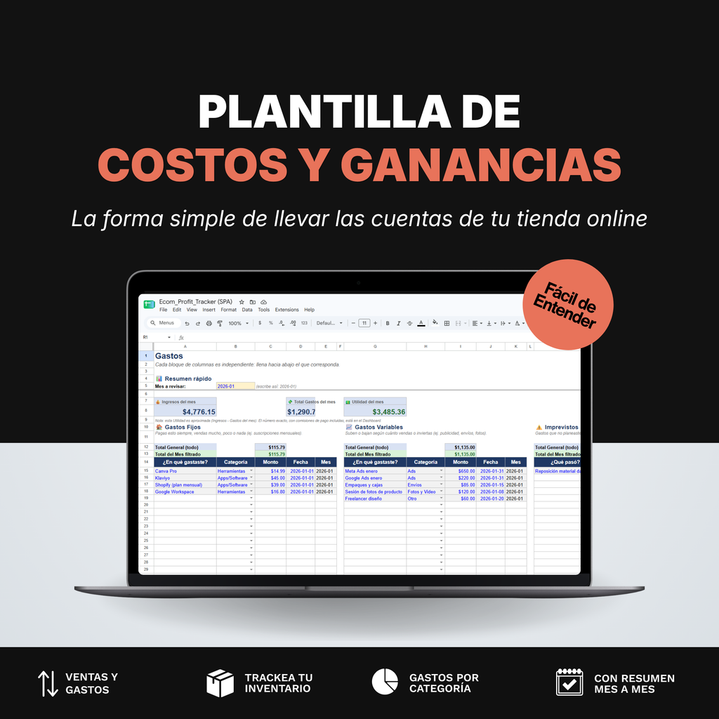 Hoja de Costos y Ganancias